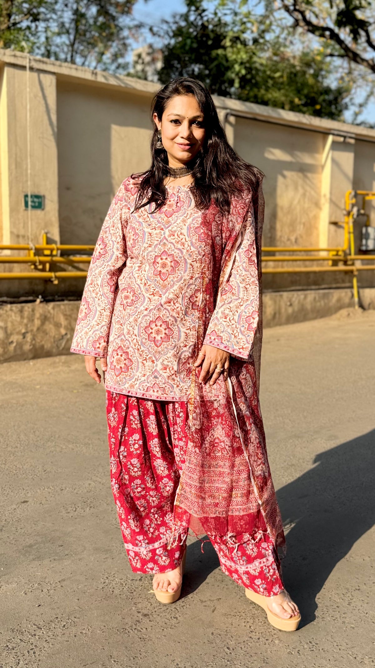 Farshi Salwar Cotton Suit with Kota Dupatta - White