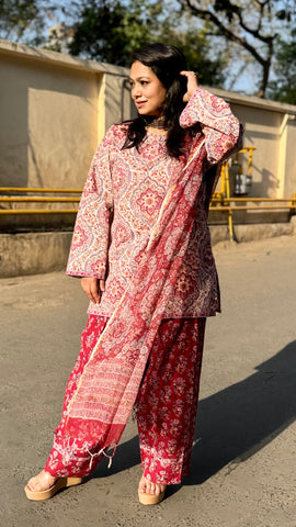 Farshi Salwar Cotton Suit with Kota Dupatta - White