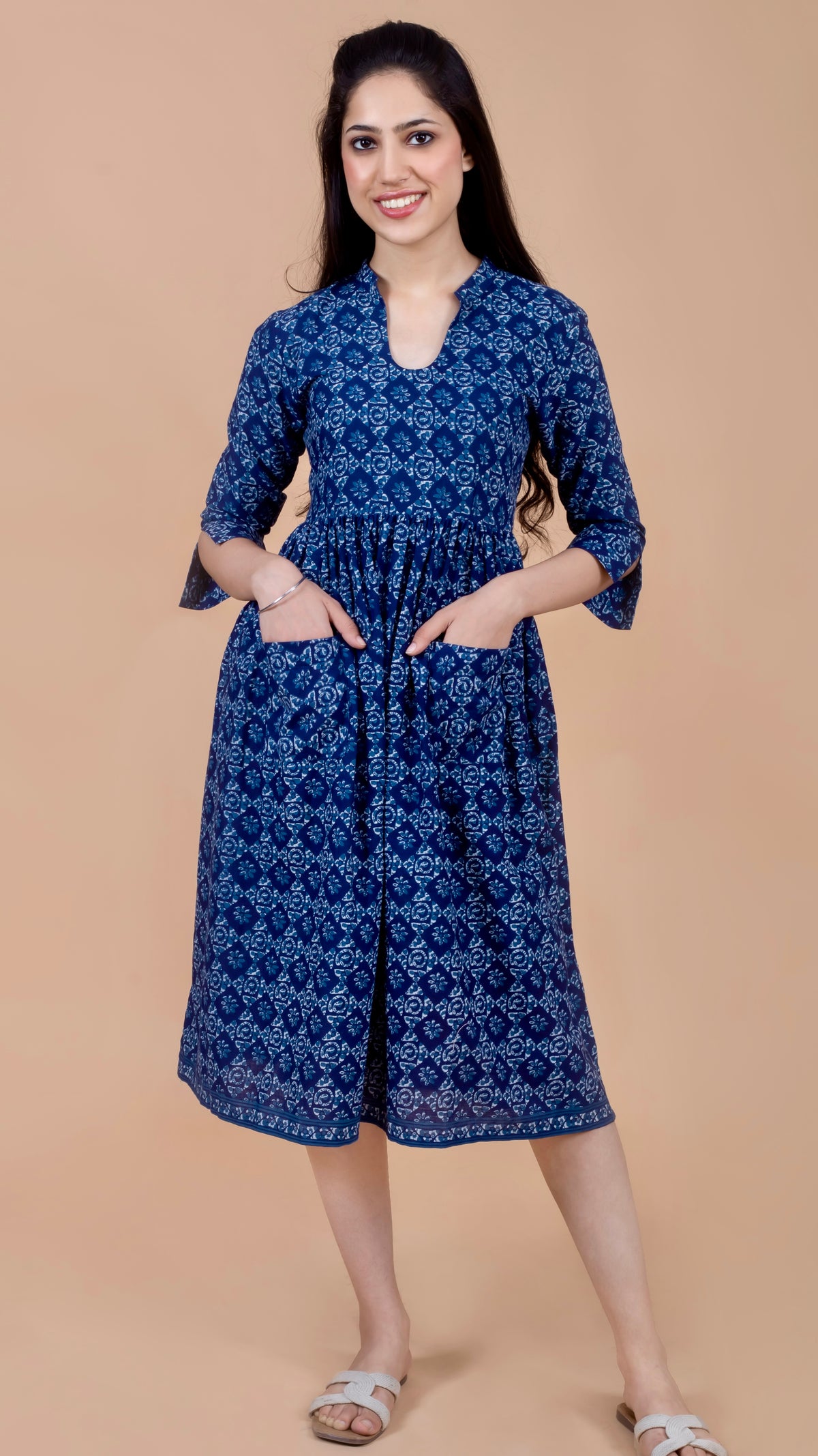 Indigo Print summer dress – folkcultureclothing