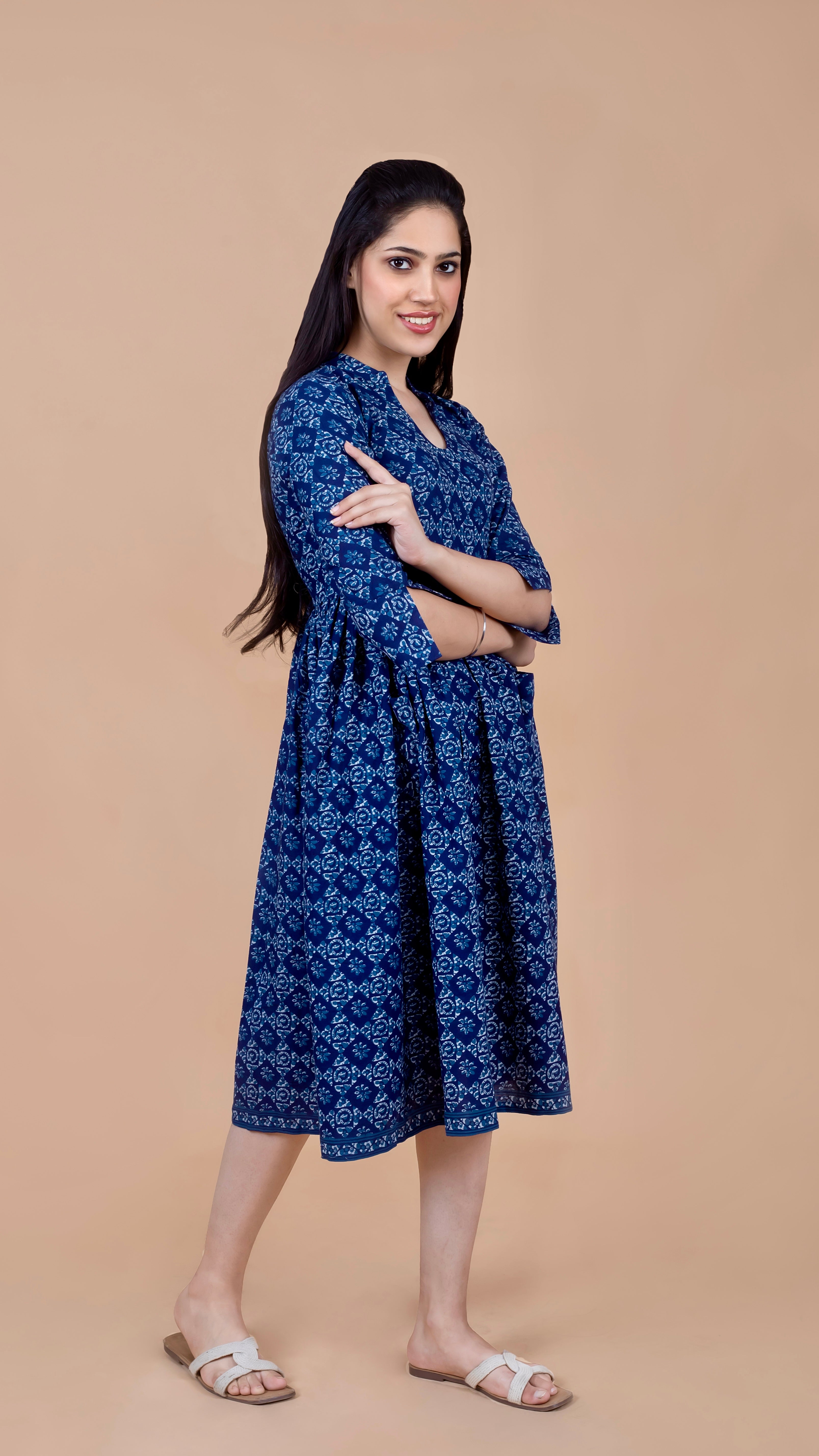 Indigo Print summer dress – folkcultureclothing