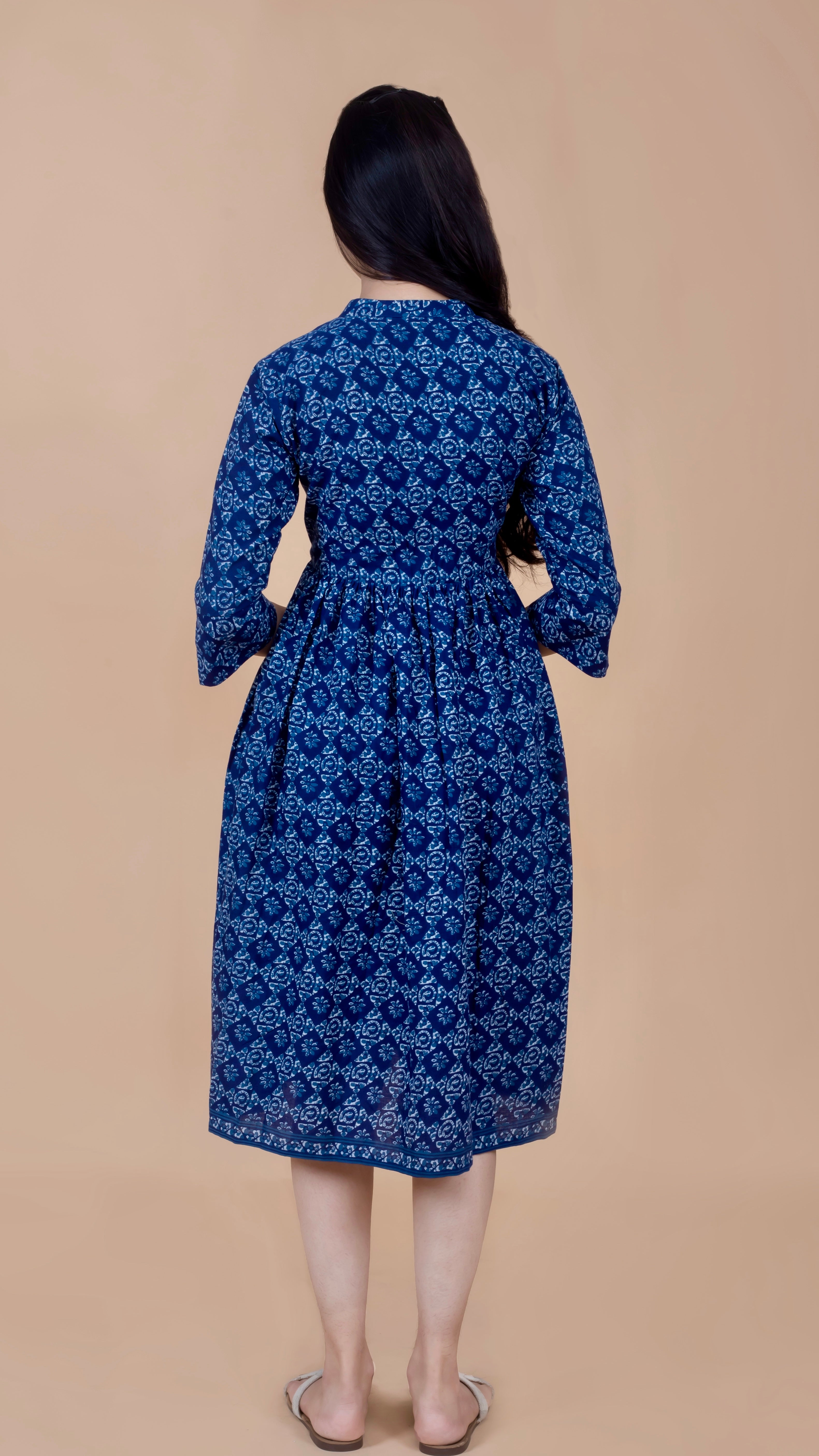 Indigo Print summer dress – folkcultureclothing