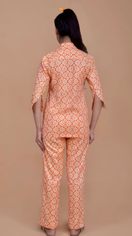 Cotton printed orange co-ord set