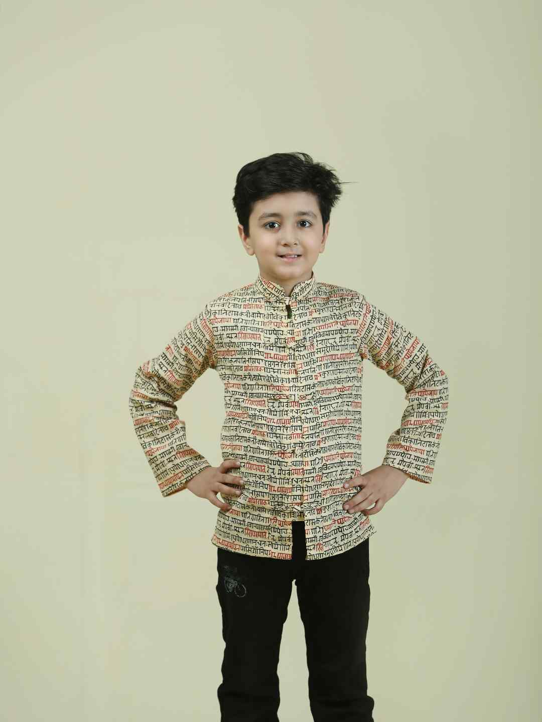 Off white Cotton Mantra Shirt