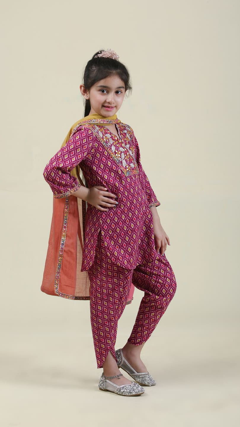 Embroidered Kurta & Tulip Pants Set