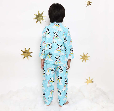 Sky Blue Panda Print Night Suit