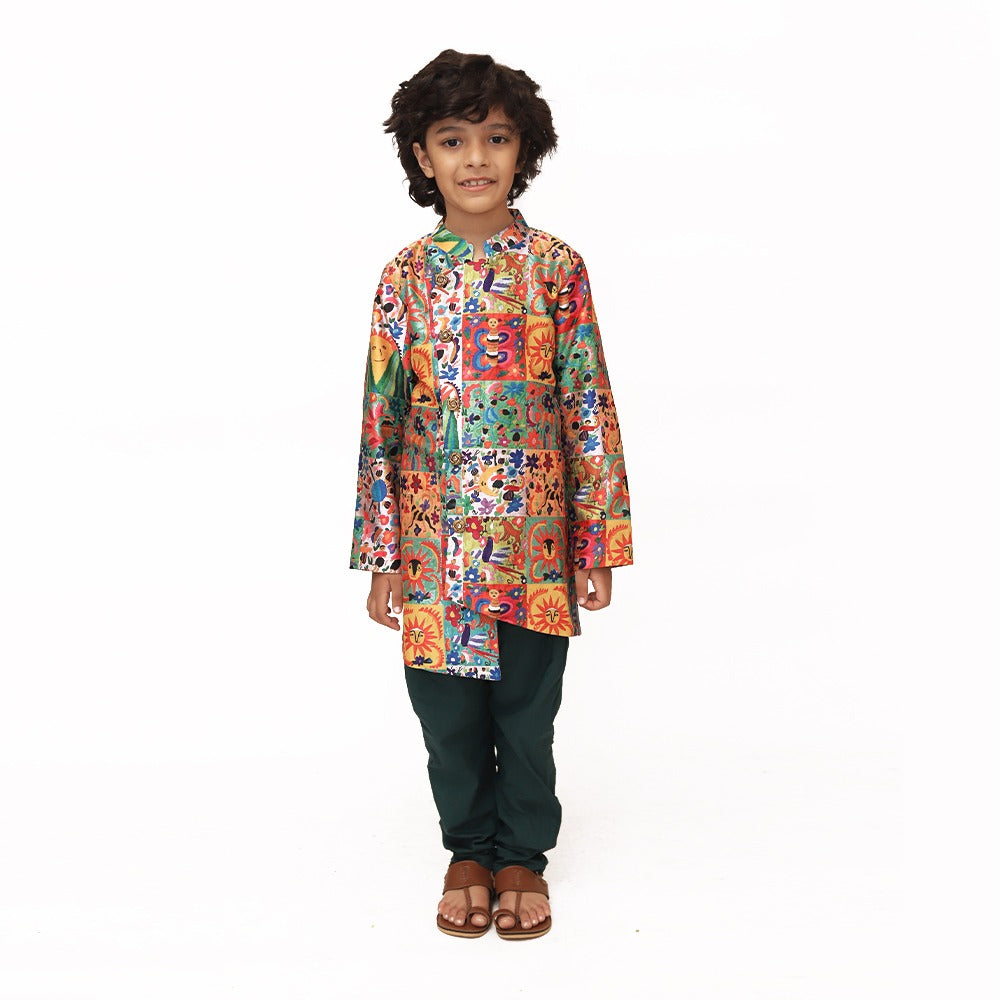 Multi Color Silk Kurta Pajama Set
