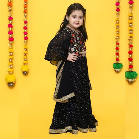 Black Lehenga with Multicolored thread embroidered blouse