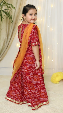Bandhej Cotton Lehenga Choli Set