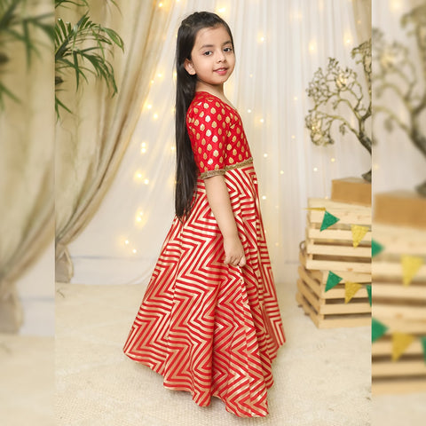 Silk Red Anarkali Set