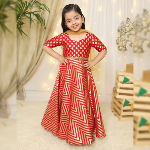 Silk Red Anarkali Set