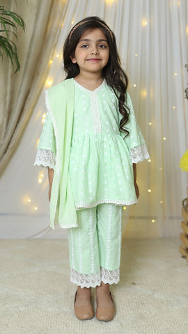 Green Peplum Kurta with Straight Pants