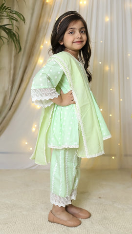 Green Peplum Kurta with Straight Pants