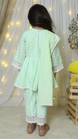 Green Peplum Kurta with Straight Pants