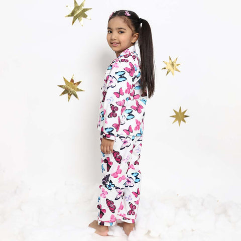 Multicolor Butterfly print Cotton Night Suit