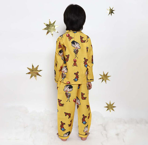 Yellow Funky Print Night suit Set