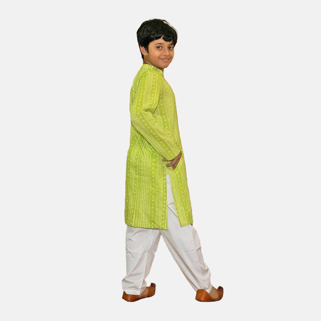 Green Printed kurta Pajama Set