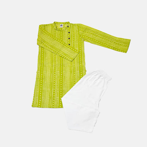 Green Printed kurta Pajama Set
