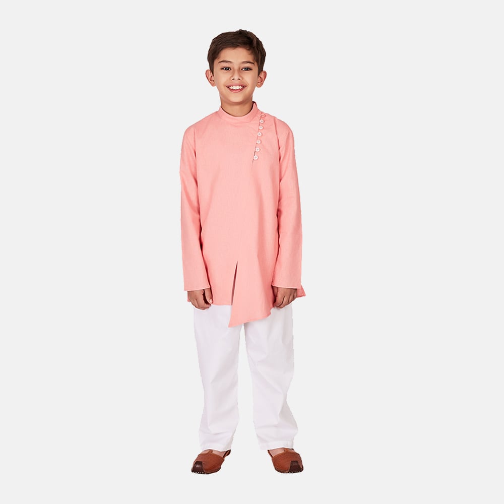 Cotton Kurta Pajama Set, Baby Pink