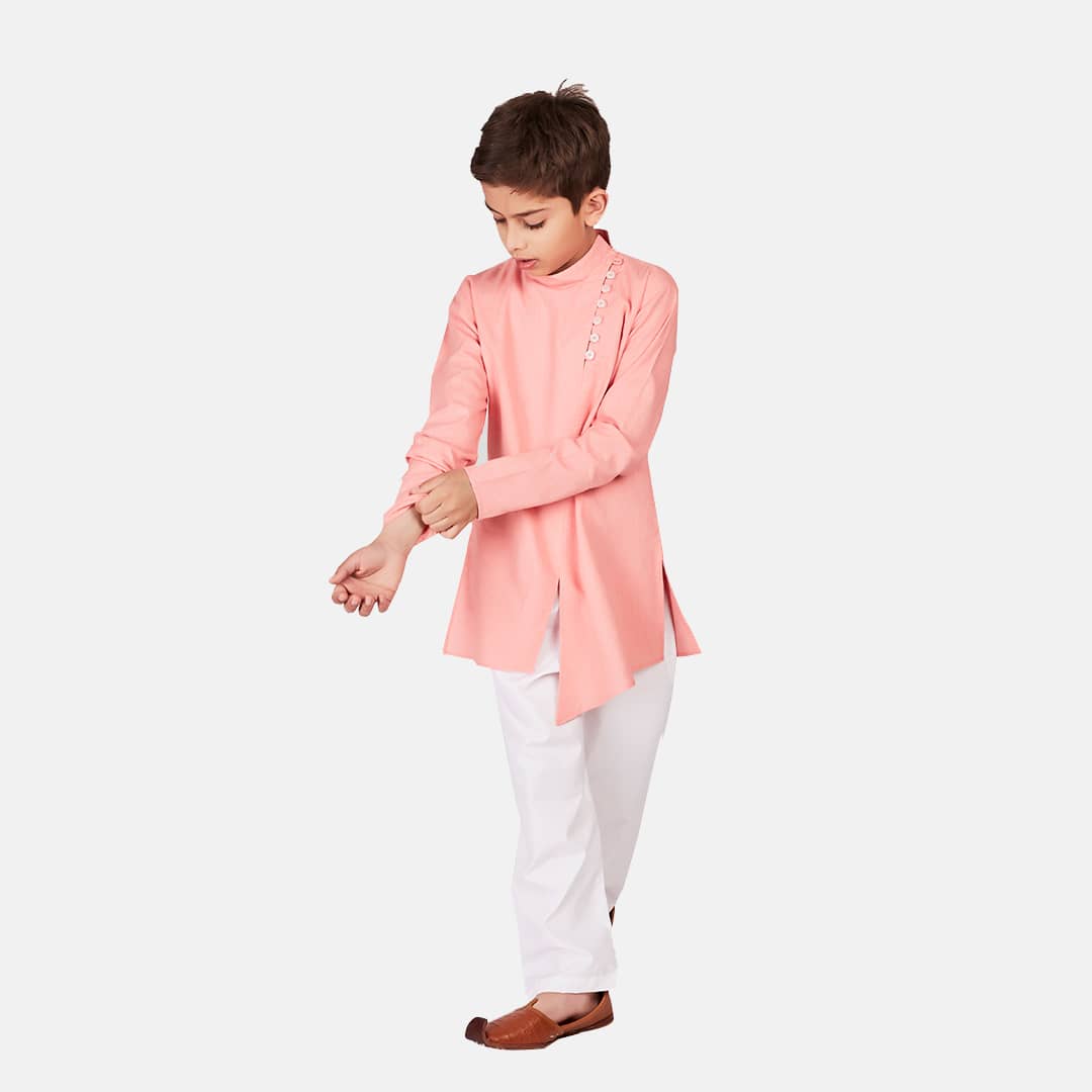Cotton Kurta Pajama Set, Baby Pink