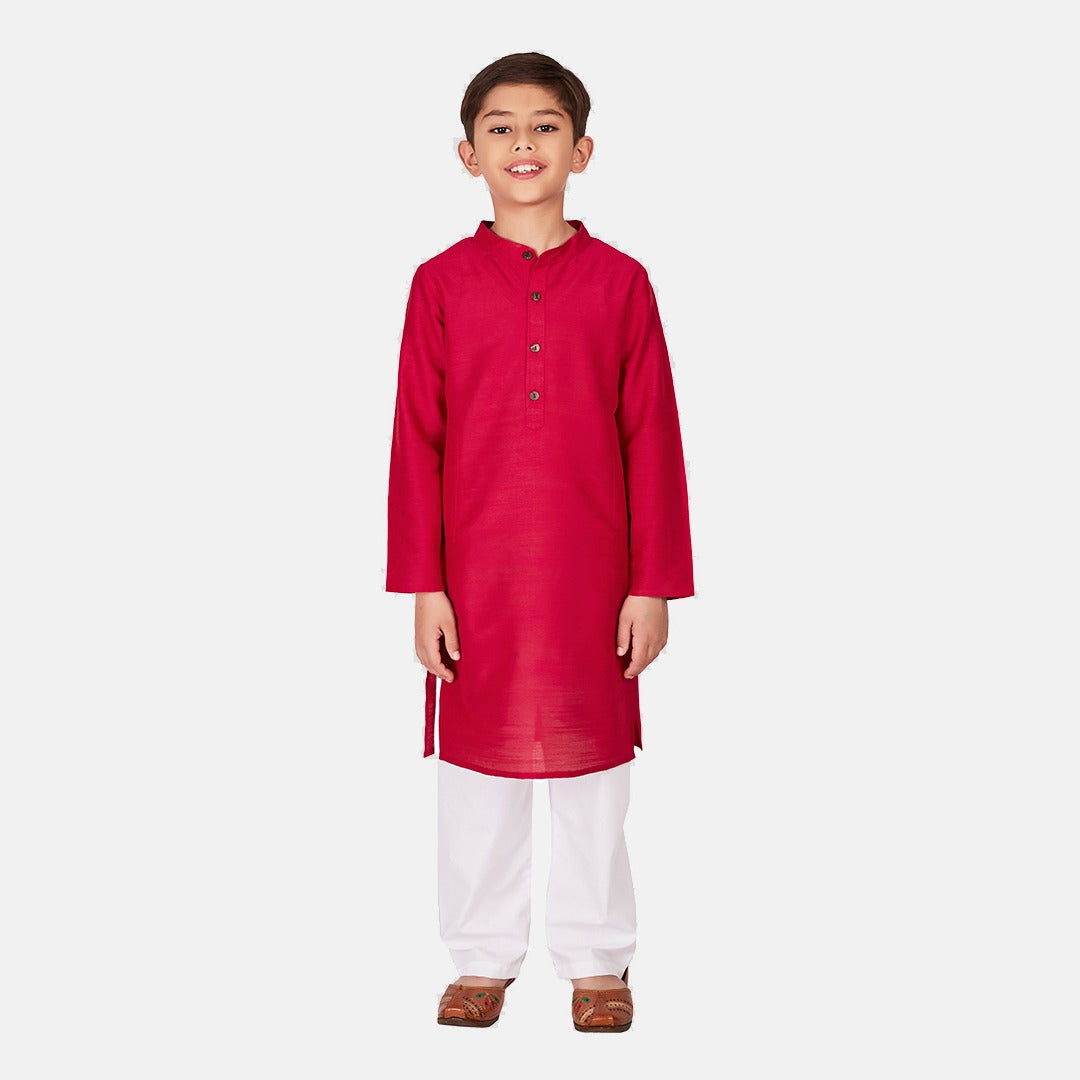 Cotton Kurta Pajama Set, Red