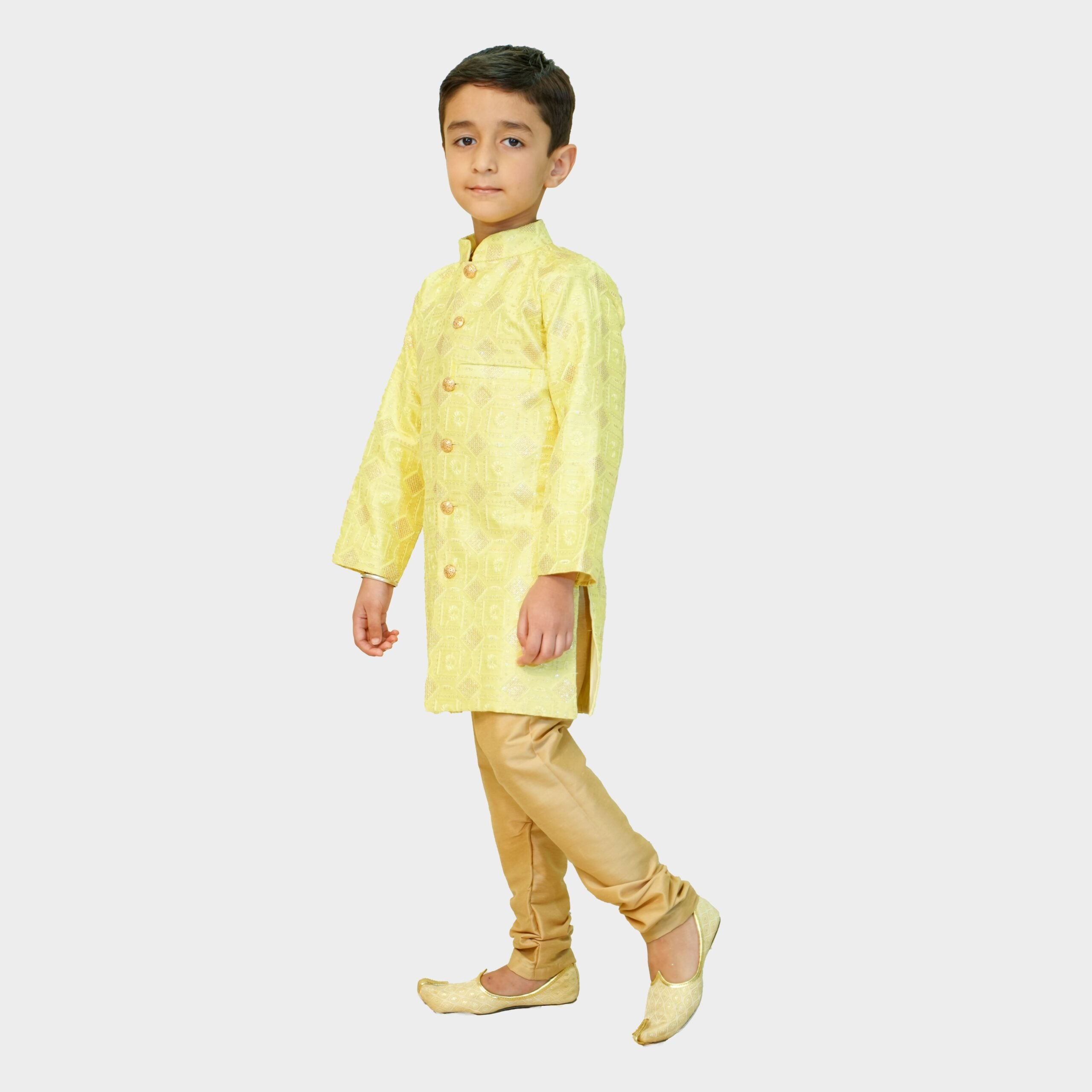 Yellow Silk Kurta Pajama Set