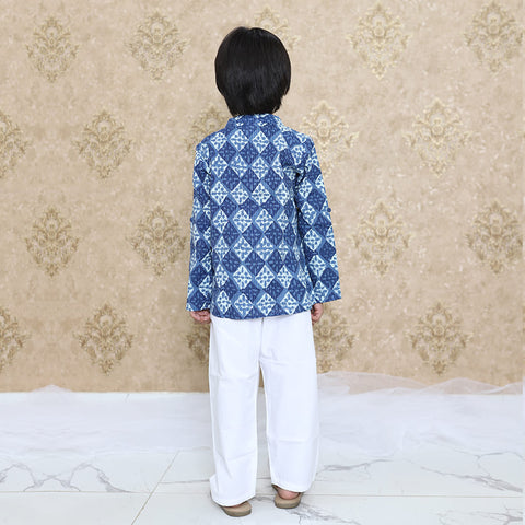 Blue Print Cotton Kurta