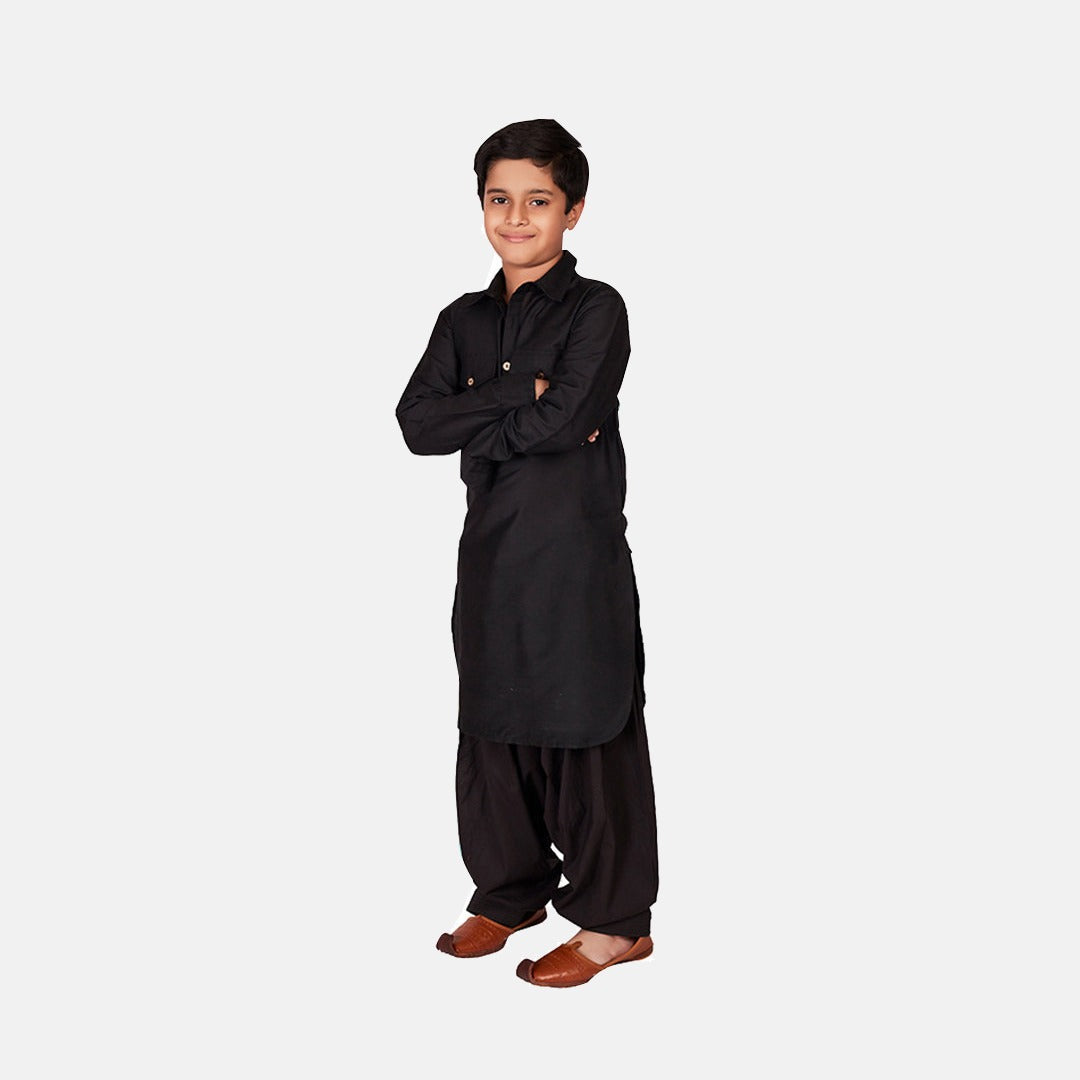 Pathani Kurta Pajama Set, Black