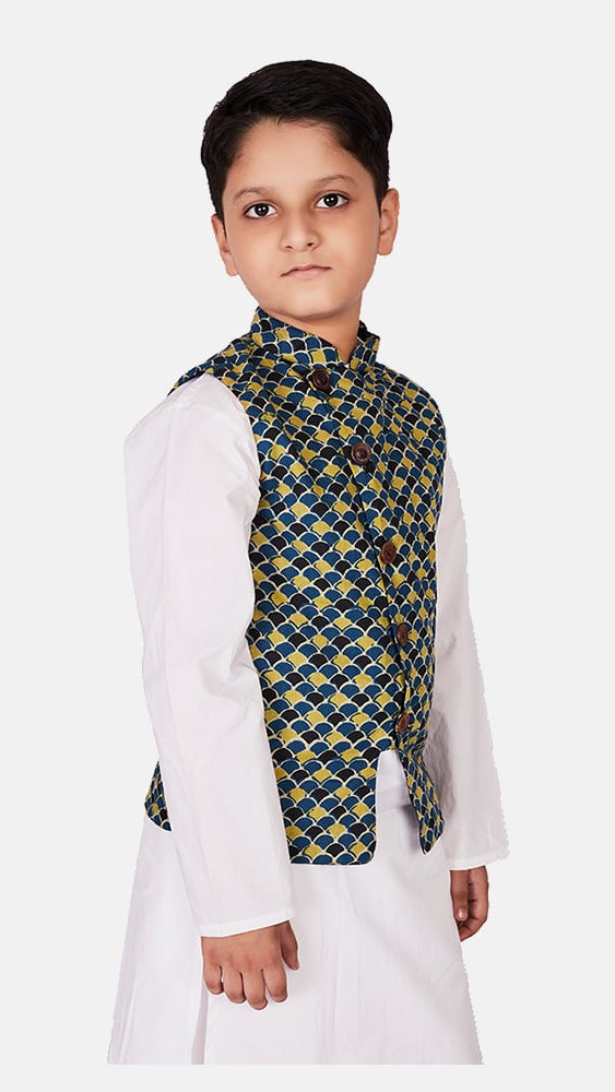 Cotton Kurta Pajama & Jacket Set
