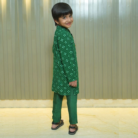 Green Mirror Georgette Kurta & Pajama Set