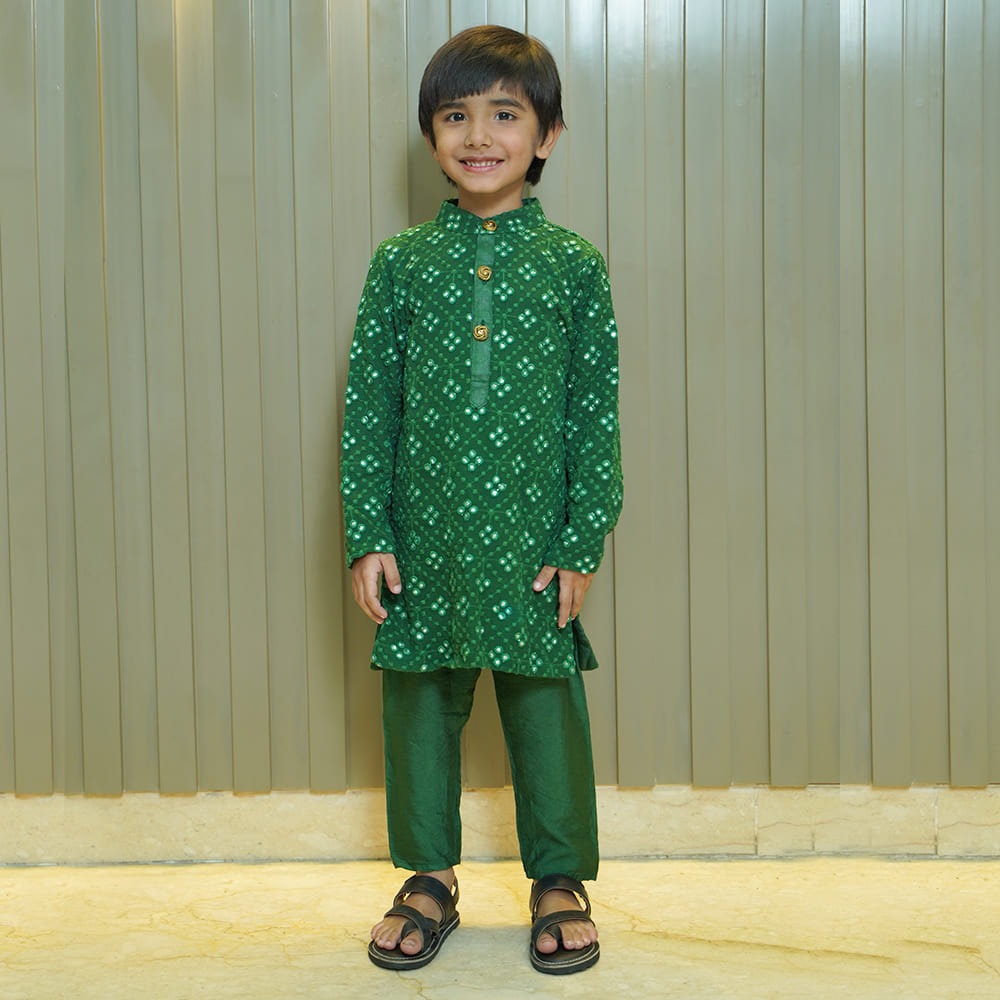 Green Mirror Georgette Kurta & Pajama Set