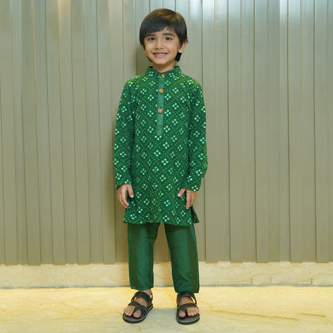 Green Mirror Georgette Kurta & Pajama Set