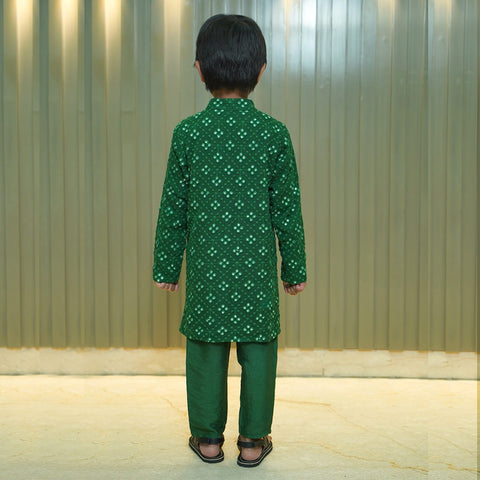 Green Mirror Georgette Kurta & Pajama Set