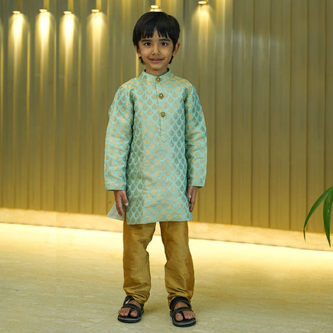 Sky Blue Brocade Kurta Pajama Set